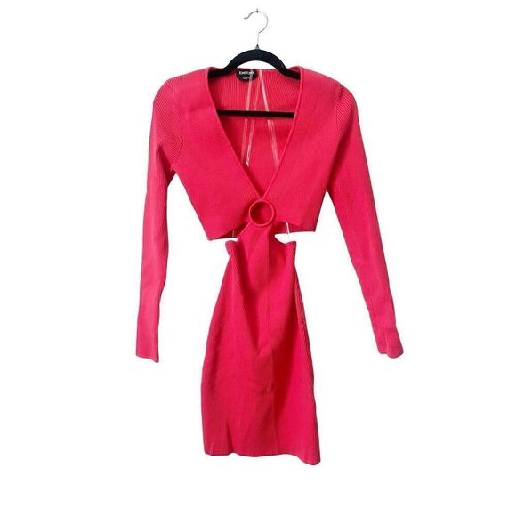 Bebe Porcelain Rose Cutout Ribbed Bodycon‎ Midi Dress - Picture 2 of 7